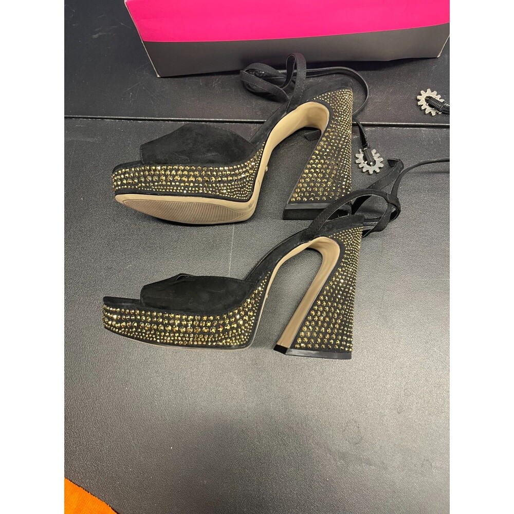 NEW Vince Camuto Women's Inna Platform Sandal Black Studded Rhinestones Sz 8.5M - Picture 4 of 7